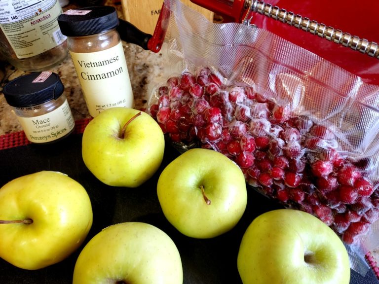 Mise en place apple cranberry sauce